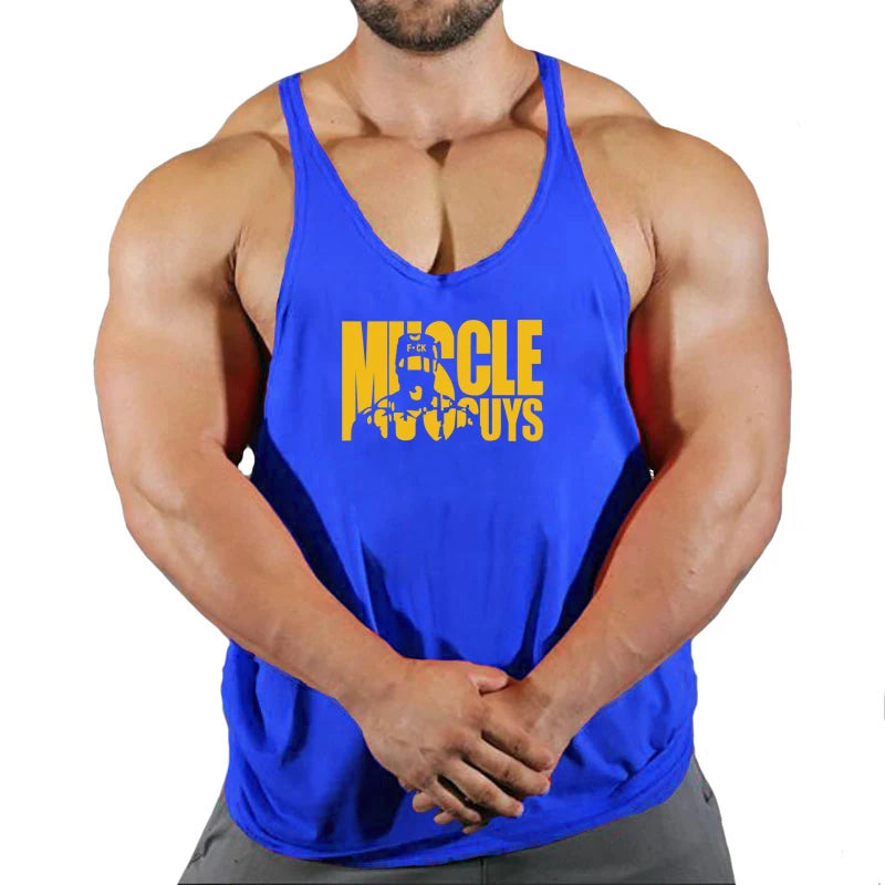 Hot Sale Gym Cotton Singlets Canotte Bodybuilding Stringer Tank Top NO PANI NO GAIN Fitness Shirt Muscle Guys Sleeveless Tanktop