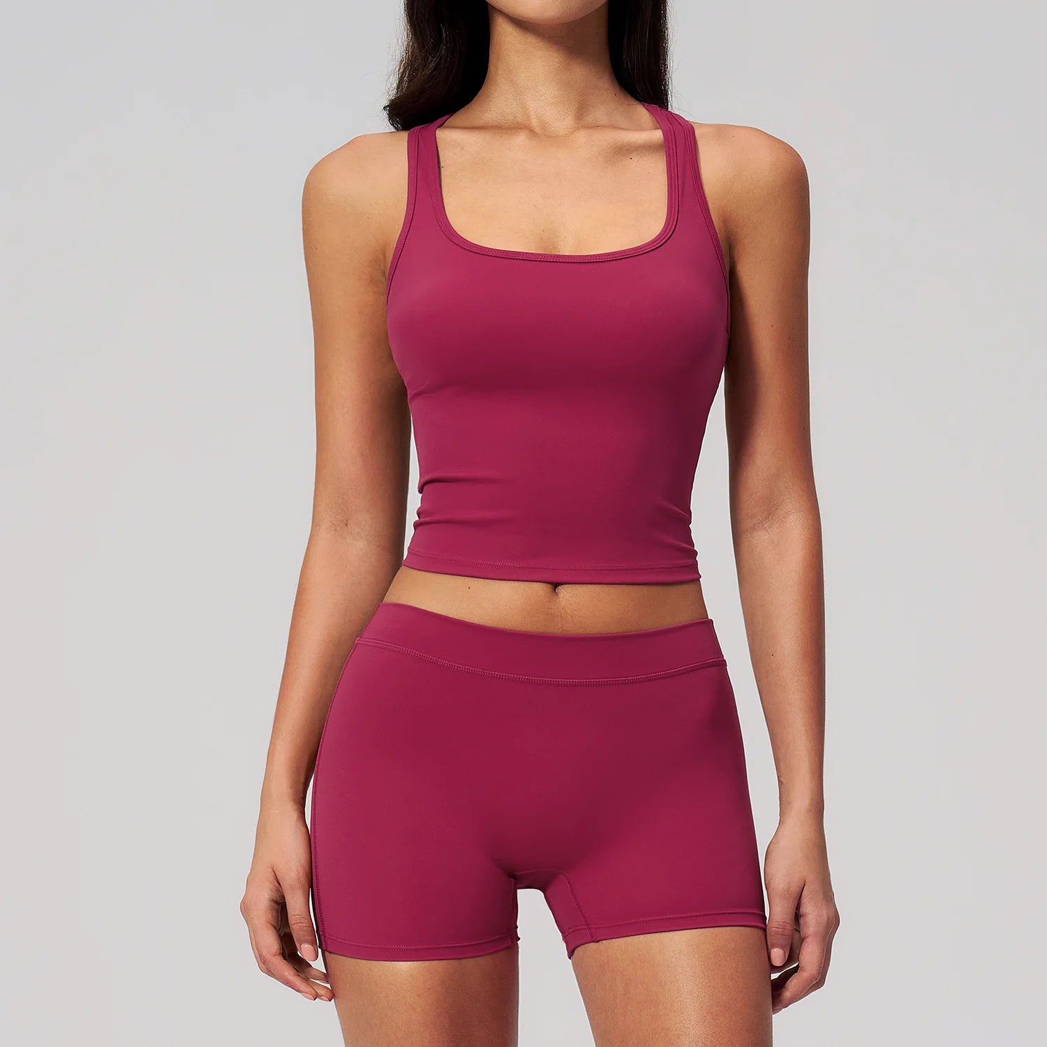 Yoga Suit 2PCS Women Sportswear Gym Workout Clothes Fitness Suit Quick-Drying Suits Shockproof Sports Bra Cycling Shorts Suit