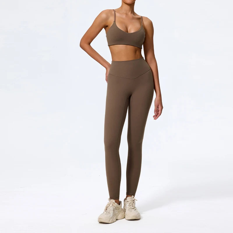 Ctenkevet Summer Women 2Pcs Sleeveless Sports Set Female Gym Two-piece Yoga Set High Waist Breathable legging Sportswear Women - ATFH