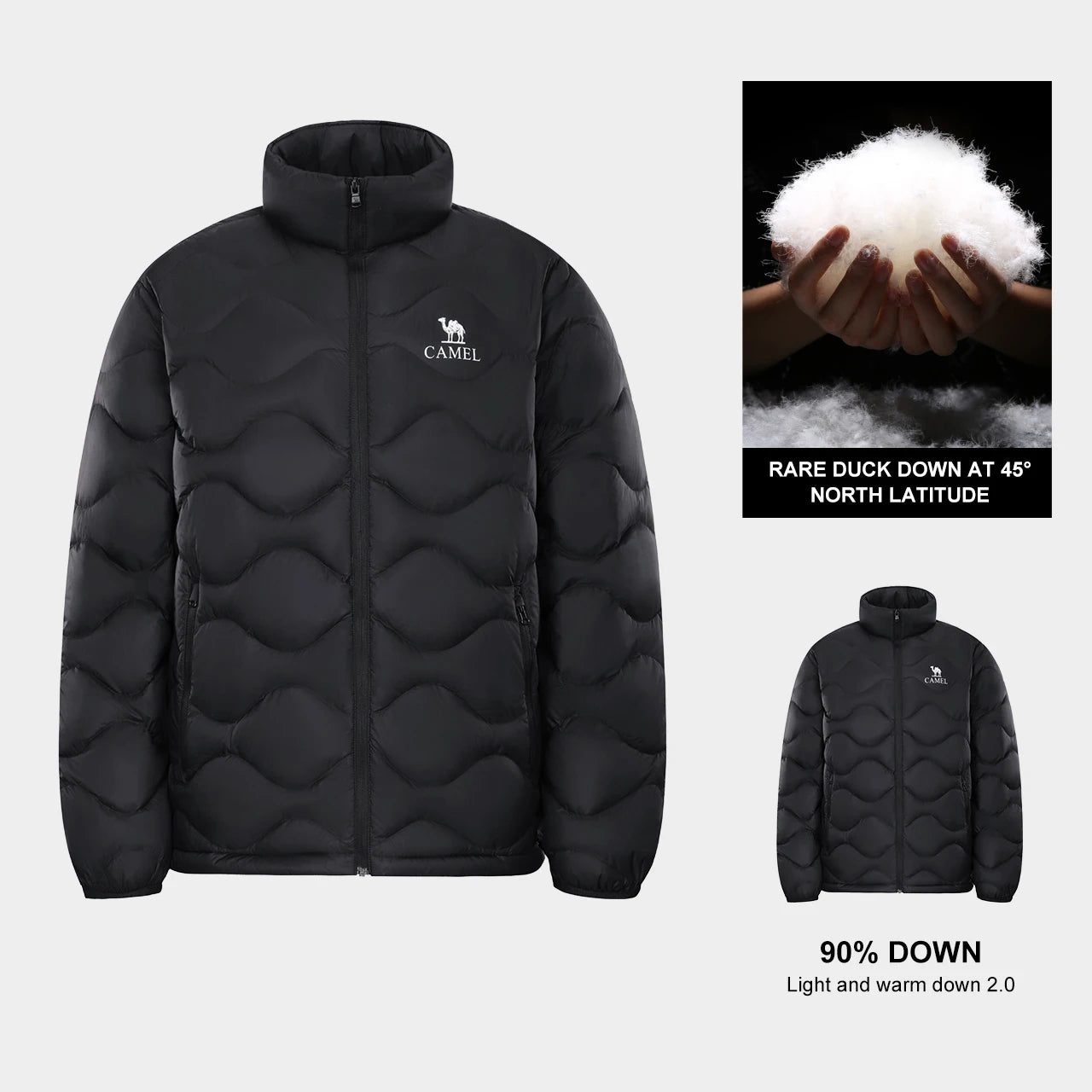 GOLDEN CAMEL Outdoor Down Jackets Men's and Women's Lightweight High-loft Warm Windproof Anti-static Jacket for Men Winter Coats