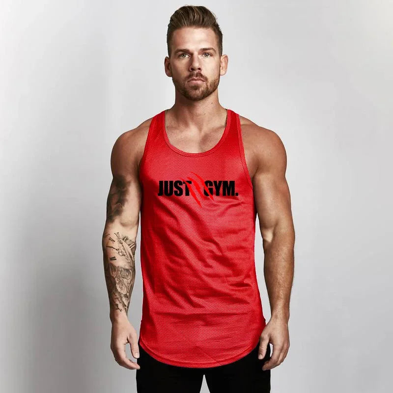 Gym Tanktops Vest Stringer Undershirt Fashion Mesh Mens Tank Top Fitness Brand Workout Casual Singlets Sleeveless Bodybuilding