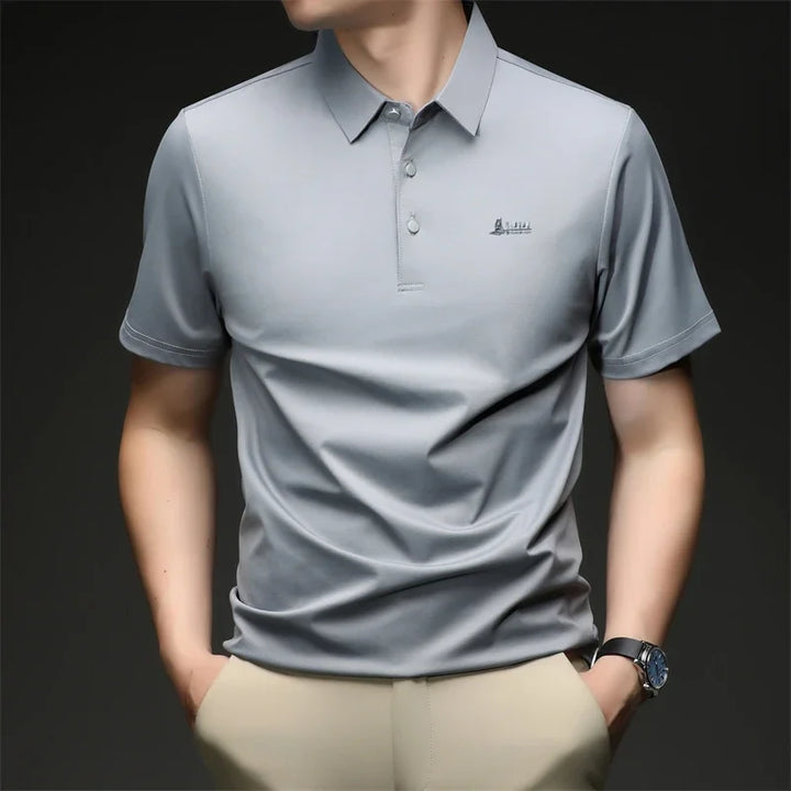 Mens Embroidered Polo Shirt Short Sleeve Slim Fit Casual Style Soft And Comfortable Fabric For Daily Wear And Weekend Getaways