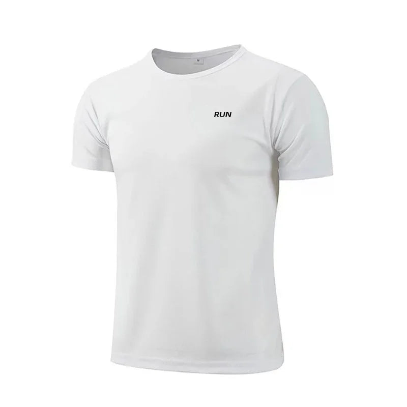Men's Running Quick Dry Short Sleeve T-Shirt Gym Moisture Wicking Round Neck Lightweight Mesh Training Exercise Sports T Shirt