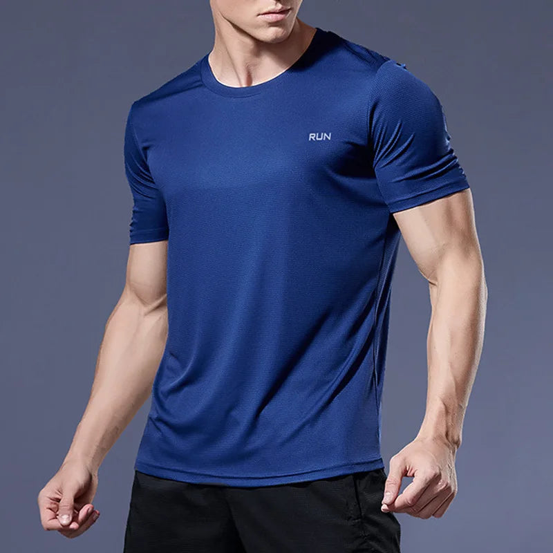 Men's Running T-Shirt Quick Dry Gym Sport Shirt Tops Short Sleeve Training Exercise Workout Shirts Summer Tops Tee Men Rashguard