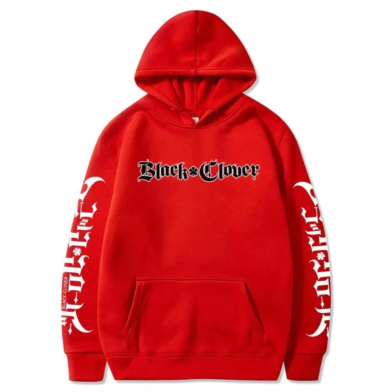 Anime Black Clover Letter Printed Hooded Men Women Manga Hoodies Long Sleeve Prevalent Streetwear Harajuku Unisex Sweatshirt - ATFH