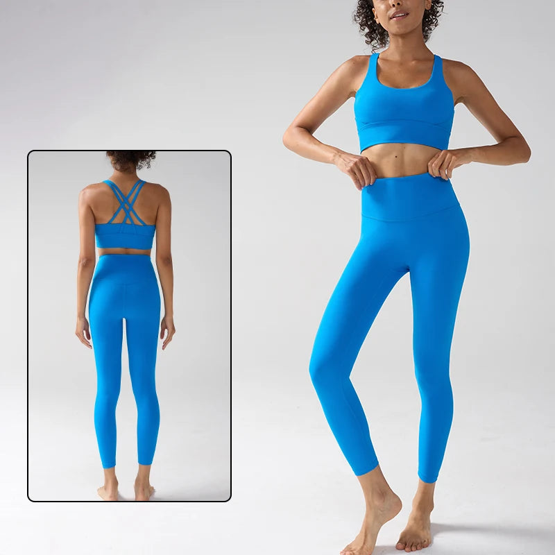 Women's Yoga Set Workout Set 2 Piece High Waist Yoga Leggings Sports Bra Gym Suit Activewear Sports Fitness Set Sports Suit - ATFH