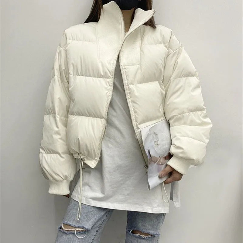 Winter Short Cotton-Padded Jacket Women's 2024 New Loose Thick Stitching Bread Coats Fashion Zipper Keep Warm Cotton Coat Female ATFH