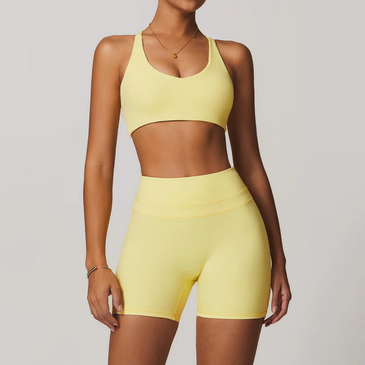 JUREN Yoga Suit 2PCS Sports Set Women Quick-Drying Gym Set Women Tracksuit Running Workout Short Sleeves Sports Yoga Clothing - ATFH