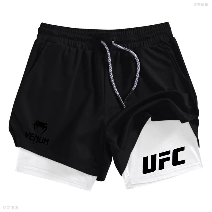 Summer Bottom Wear Running Shorts, Men's Fitness Gym Training 2-in-1 Sports Shorts, Quick-Drying Exercise Jogging Double-Layer S