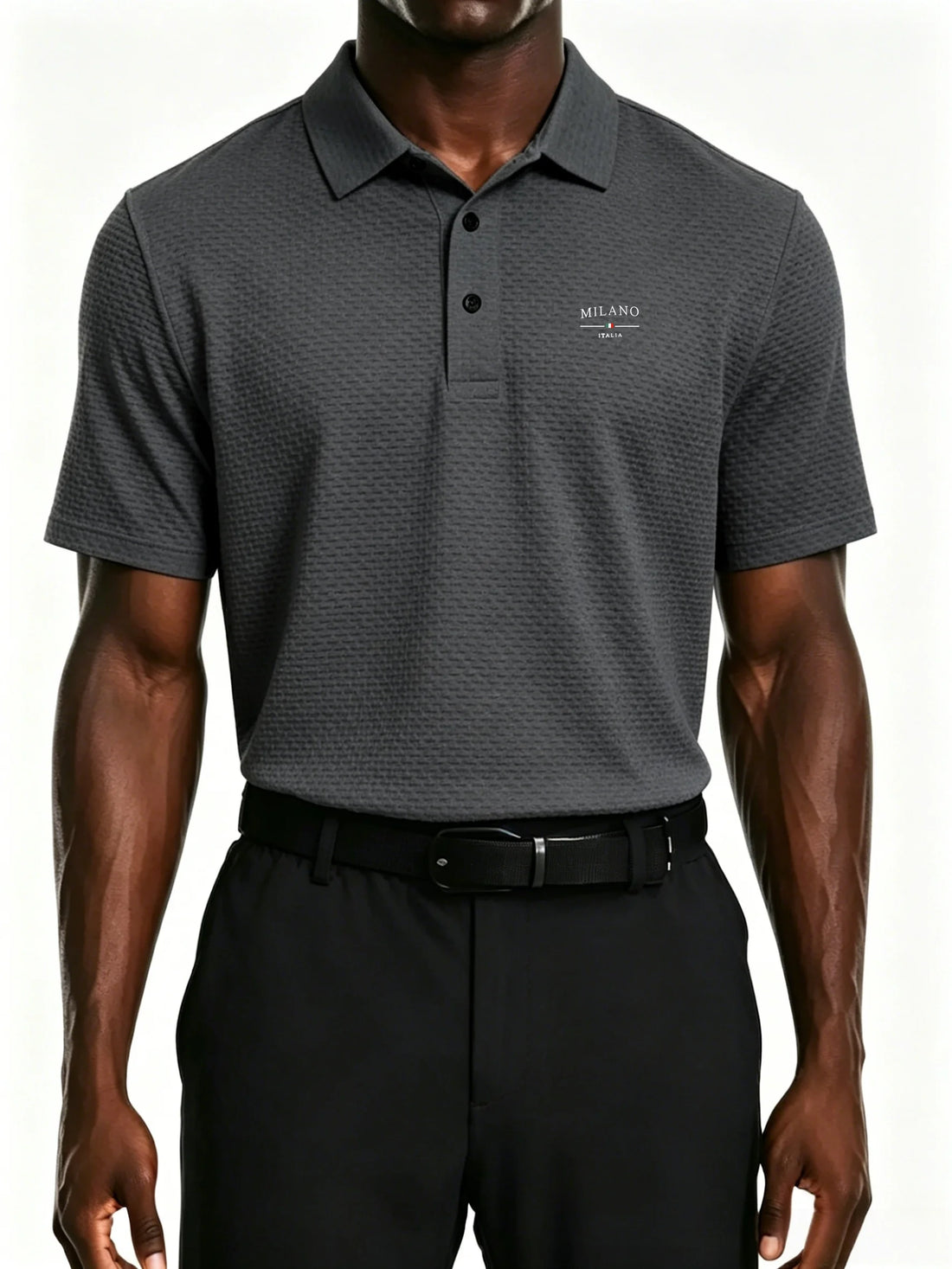 mens milano italy letter jacquard polo shirt breathable quick dry fabric casual business golf short sleeve top