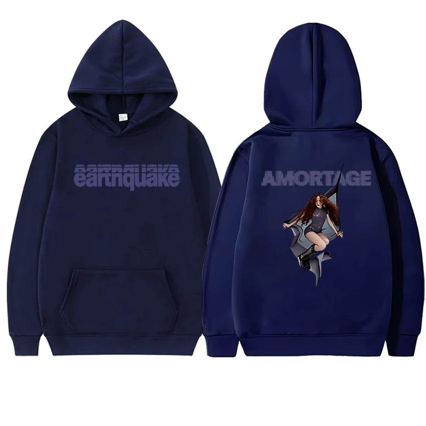 New in Jisoo Earthquake Hoodies Men women Vintage 2026 New Song Double Sided print Sweatshirt Unisex Fleece Long sleeve pullover - ATFH