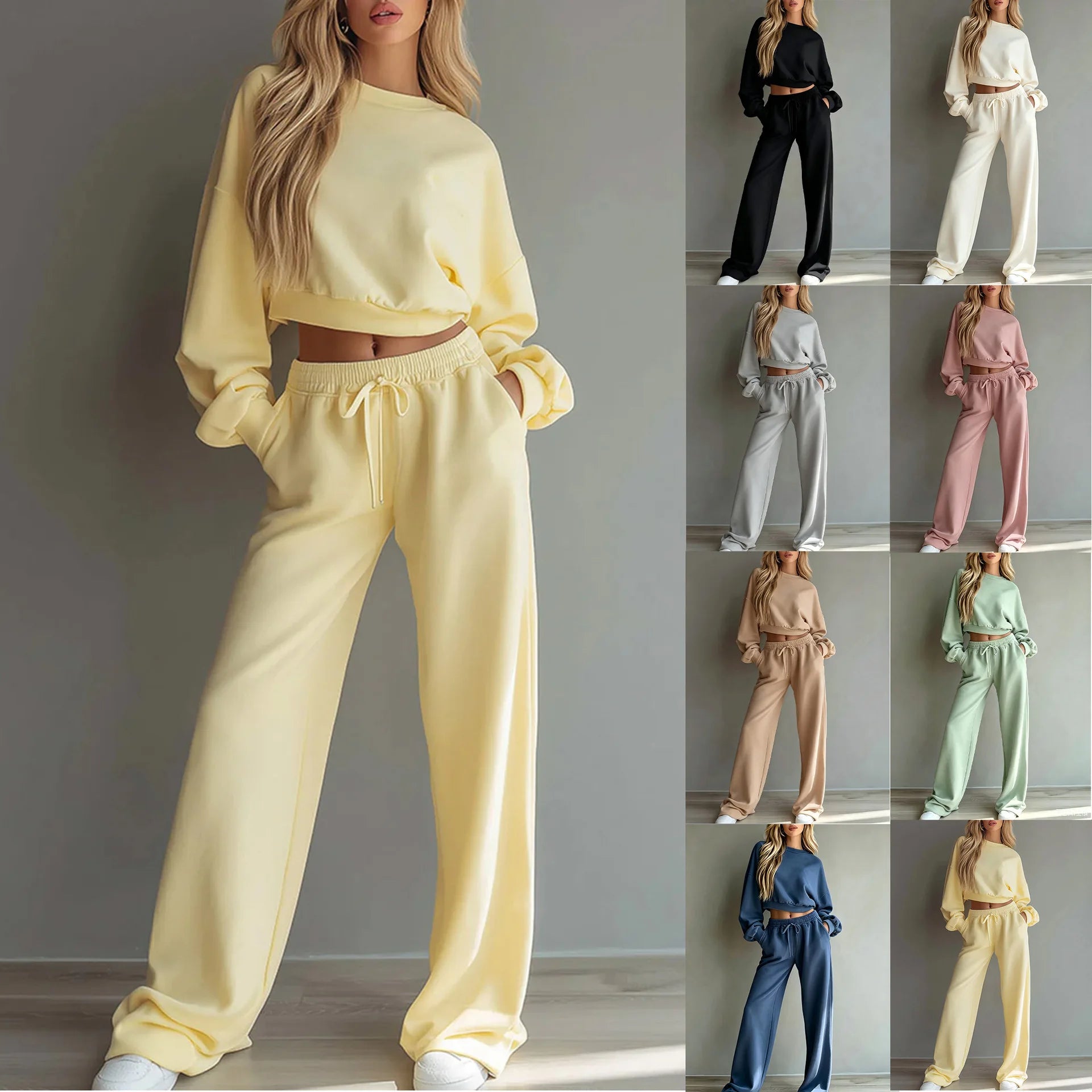 Women's soft Tracksuit Set Warm Autumn Fashion Hoodie Sweatshirts & Long Pants Casual Two-Piece Solid Hoody Pullover Outfit