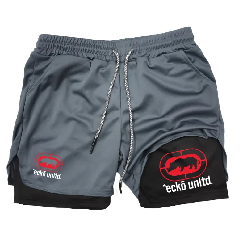 Men Running Shorts 2 in 1 Double-deck Sport Shorts Sportswear Gym Fitness Short Pants Training Jogging Bottom Men's Clothing