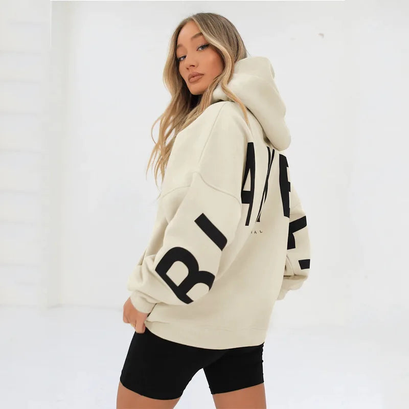 Y2K New in Hoodies & Sweatshirts Winter Fashion Printed Thickened Versatile Long Sleeve Baggy Hoodies Woman Clothing - ATFH