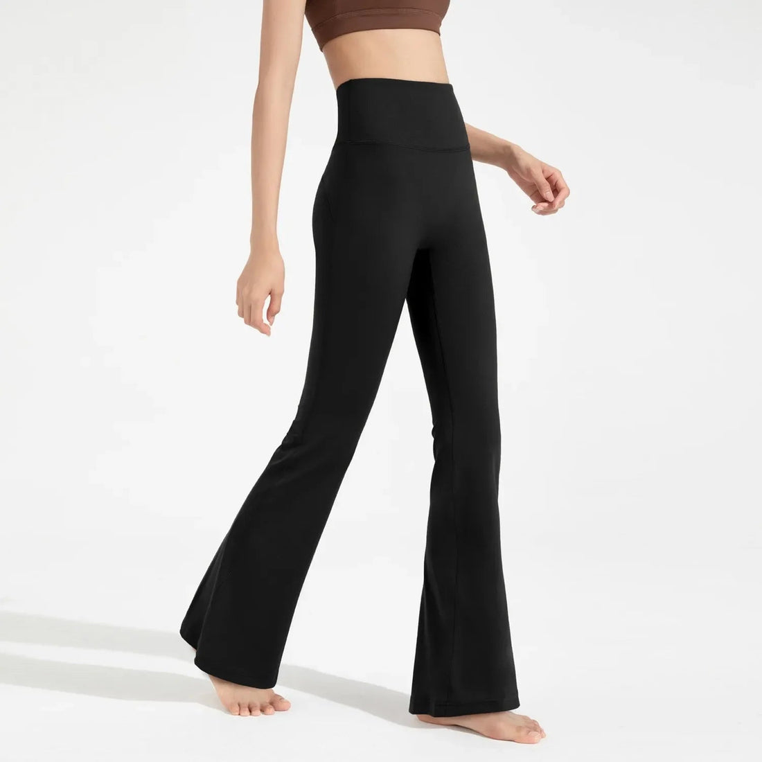 High-Waisted Flared Pants Elastic Waist Cinching Hip-Lifting Leggings Casual Yoga Pan for All-Season Exercise and Outdoor Wear ATFH