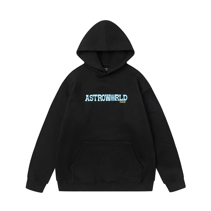 Character Letter Embroidery Black Sweatshirts for Men and Women Pullover Streetwear Baggy Casual Fleece Hoodie Oversize Hooded - ATFH