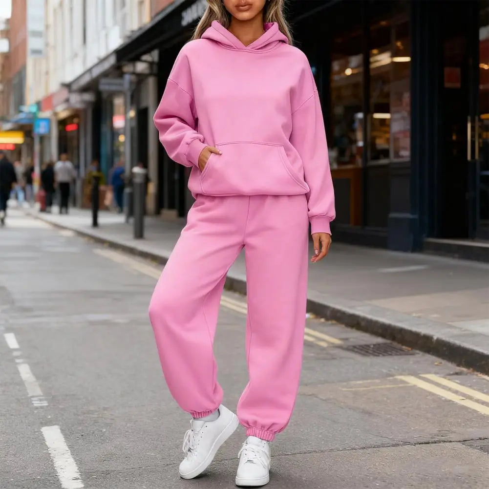 Women's Sets Hoodies Pants 2 Piece Outfits Aesthetic Sportswear Sweatsuit Plus Size Pink Tracksuit