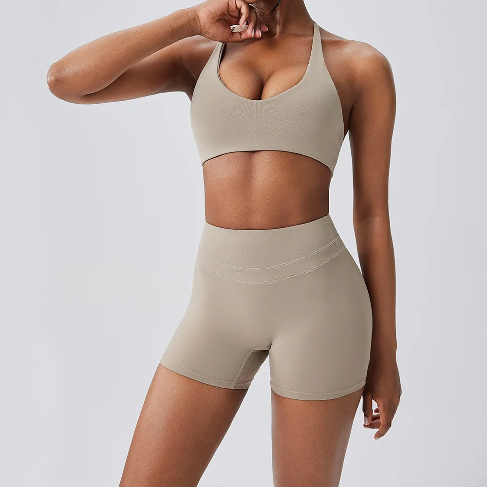 BIANHUI Women's Two Pieces Set Women Bra Shorts High Waist Quick Dry Running Fitness Sports Women's Tracksuit Female Clothing - ATFH