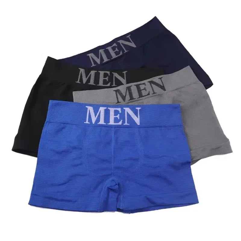 5 Pcs Men’s Boxer Briefs Breathable Soft Stretch Underwear High Elastic Comfortable Plain Color Shorts