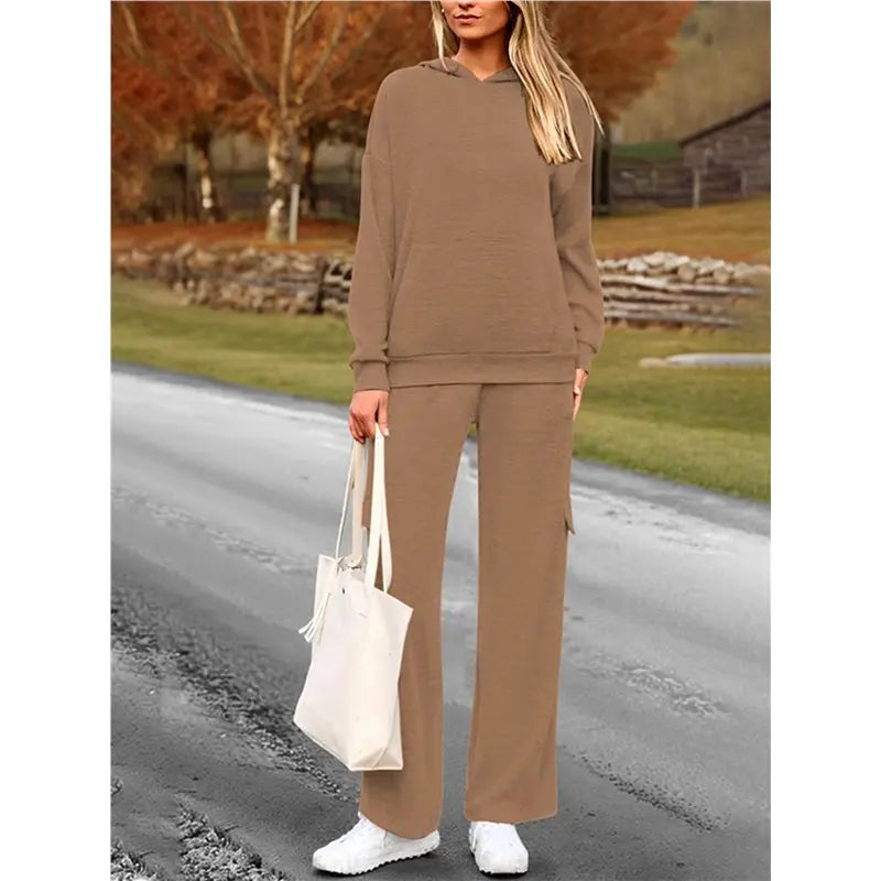 ABRT-2 Piece Sets For Women Fall Sweatsuits Outfits Lounge Matching Hoodie Set Travel Winter Clothes Camel Color L