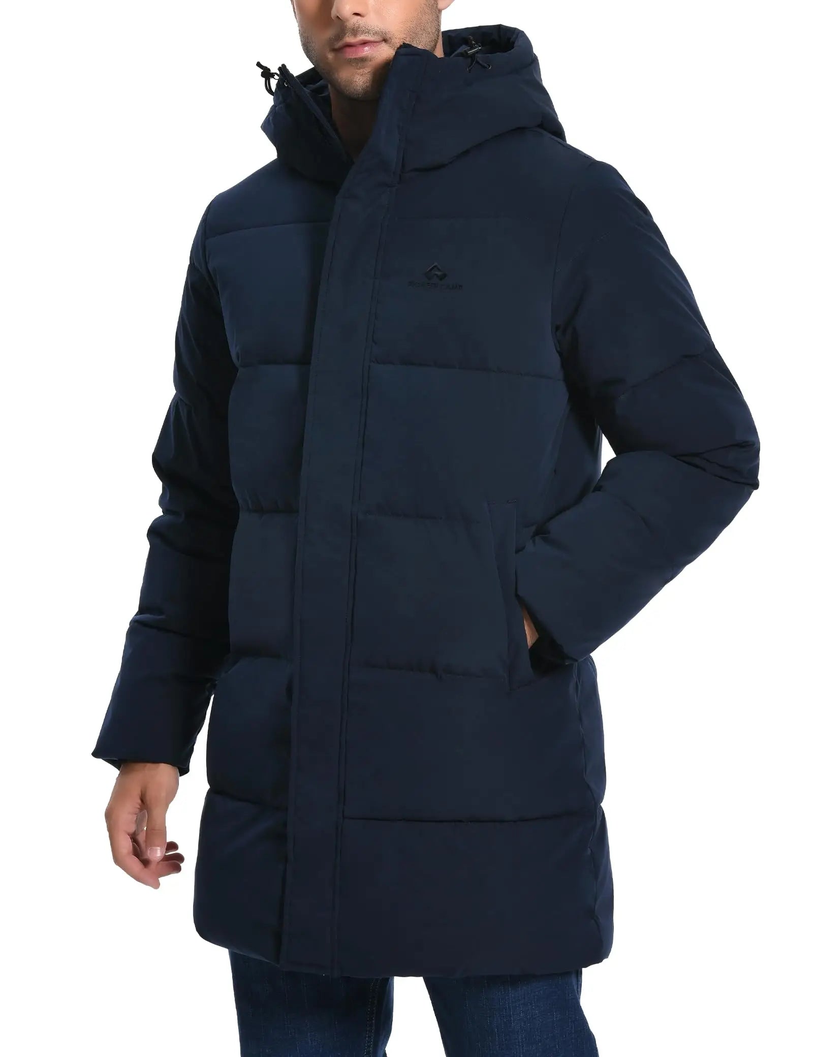Pioneer Camp Mens Long Winter Coat Hooded Waterproof Insulated Puffer Jacket Thicken Puffy Warm Down Windbreaker Parka