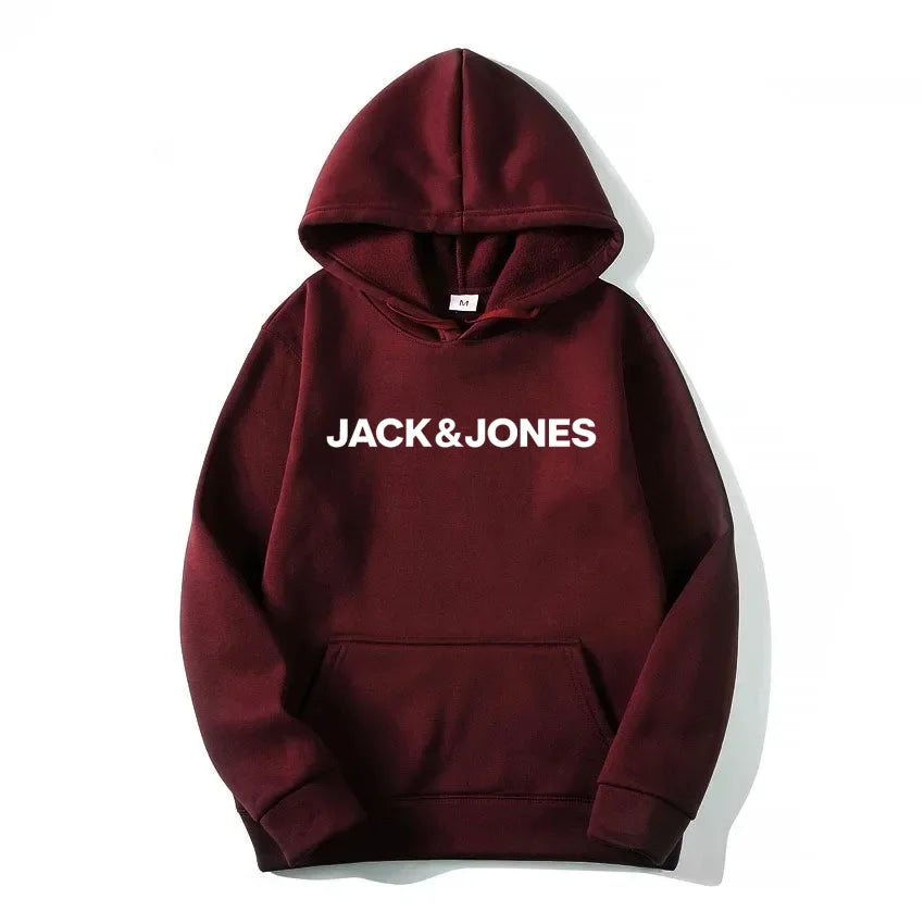 Jack & Jones Men's and Women's Hooded Sweatshirts, Fashionable Loose and Casual, Comfortable Printed Sportswear, Streetwear - ATFH