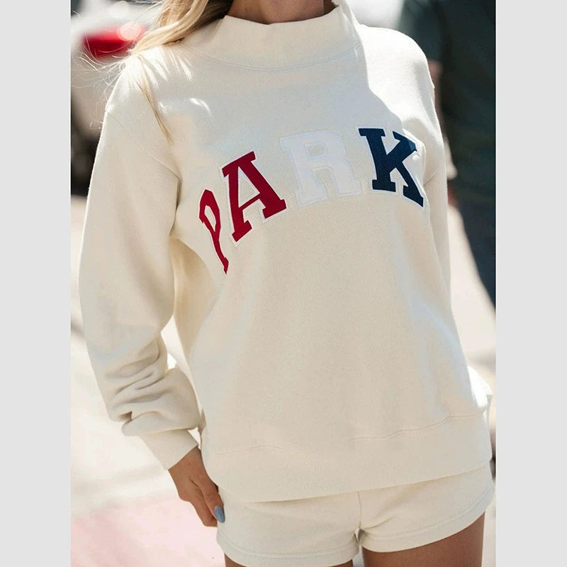 America Style Women O-Neck Long Sleeve Female Pullover Letter Love Embroidery Sweatshirts Vintage Casual Sport Lady Top 2026 - ATFH