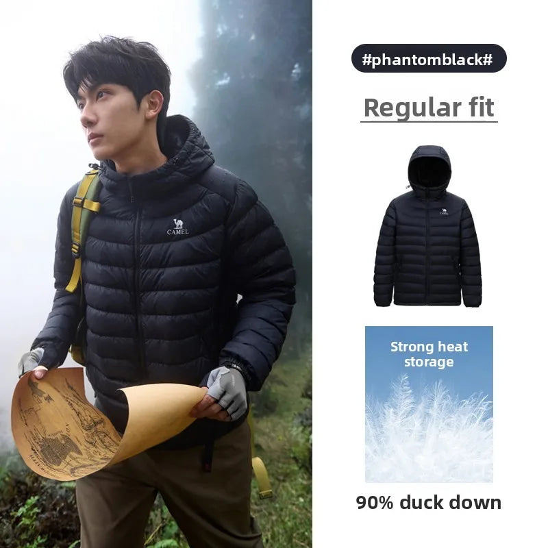 Golden Camel Winter 90% White Duck's Down Jackets Outdoor Warm Ultralight 600FP Hooded Thermal Windproof Waterproof Down Coats