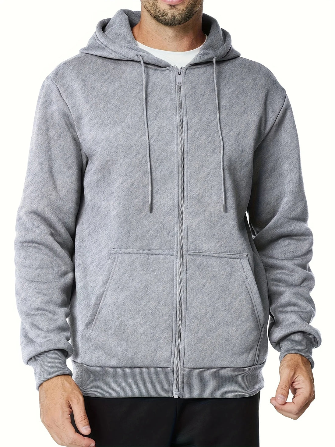 Men's casual sports zipper Hooded Jacket solid color Hooded Sweatshirts Men's Cardigan coat Casual Male Jacket Sportwear - ATFH
