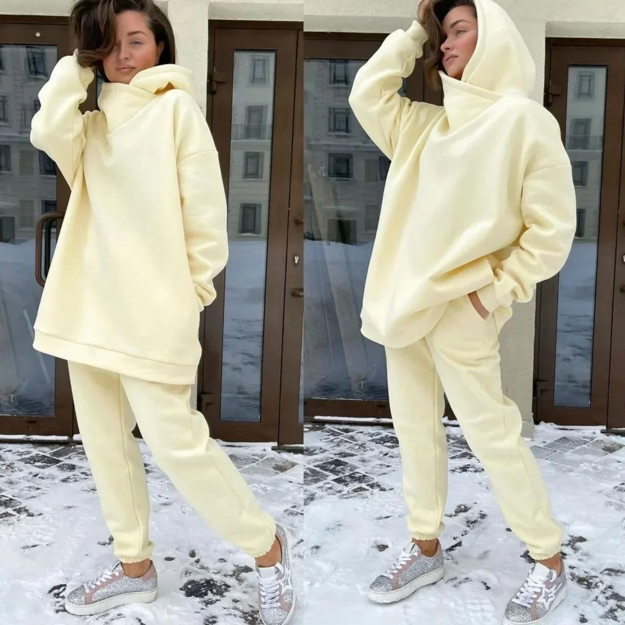 Sweatpants, Pants, Tracksuit, Female, Spring, Autumn, 2 Pcs Women's Long Sleeve Pullover Sports Set, Hooded Sweatshirt, Tops,