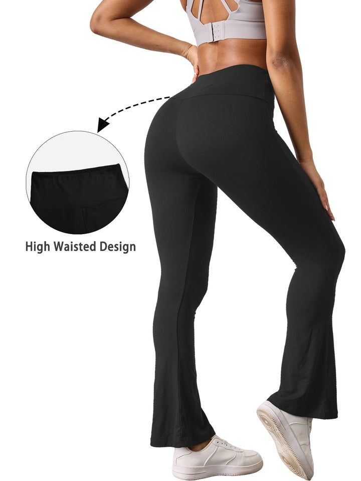 2 pack Women's Super Soft Flare Pants High Waisted Tummy Control Workout Yoga Leggings Bell Bottoms ATFH