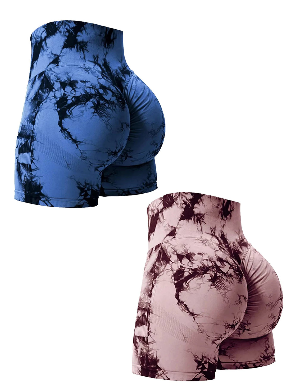 2PCS Tie Dye Butt Lifting Sexy Gym Shorts Woman Skinny Stretch High Waist Sport Shorts Casual Seamless Tahsi Fashion House