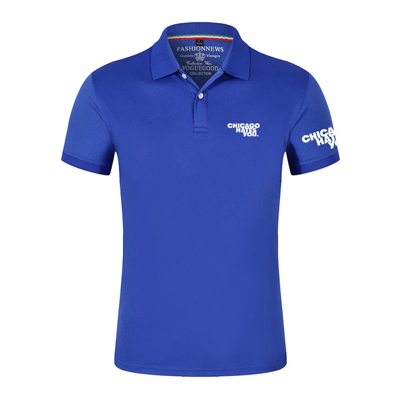 2025 Chicago Hates You Same Men's New Summer Hight Quality Regular Polos T-Shirt Short Sleeves Fashion Casual Lapel Sports Tops