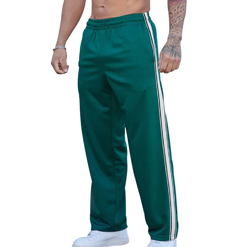 2024 cross-border spring and summer new trendy brand strips men's straight-leg pants American loose sports trousers sweatpants