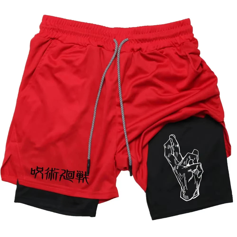 Anime Jujutsu Kaisen Gym Shorts Fitness 2 in 1 Compression Performance Shorts Workout Quick Dry Athletics Short Pants RL0601