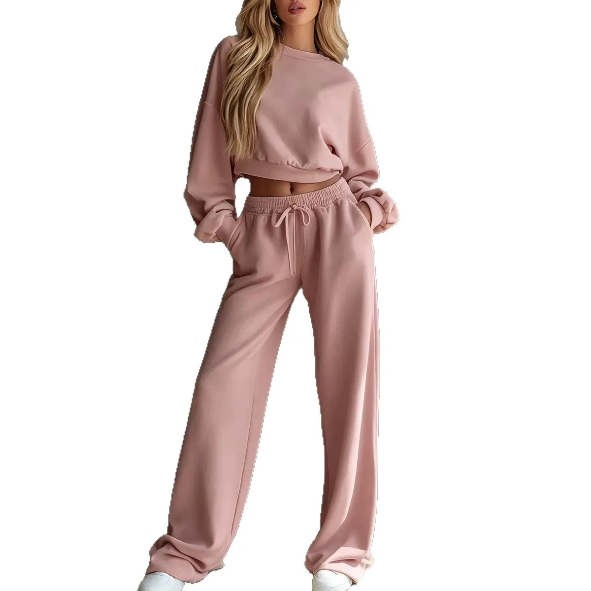Women's soft Tracksuit Set Warm Autumn Fashion Hoodie Sweatshirts & Long Pants Casual Two-Piece Solid Hoody Pullover Outfit