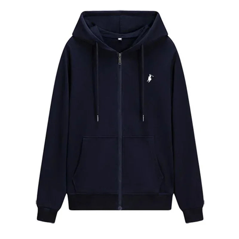 2025 Men's Knit Hoodies New Autumn Winter Casual Zipper Sweatshirts Fashionable Outdoor Jogging Fitness Warm Sportswear - ATFH