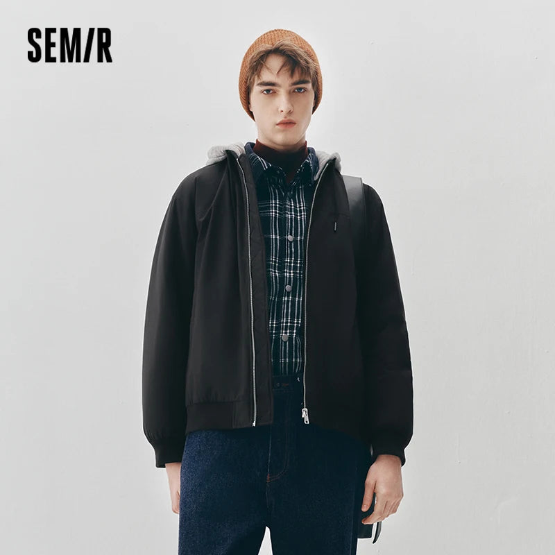 Semir Men Down Jacket Waterproof Windproof Stain Resistant 90 Percent Down Fill Layered Look Bomber Style 2026 Winter