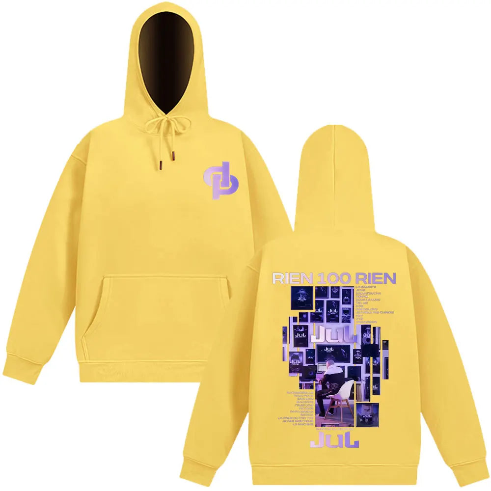 Rapper Jul Rien 100 Rien Album Tour 2025 Graphic Gothic Punk Hoodie Men's Women Fashion Pullover Hip Hop Winter Loose.tracksuit