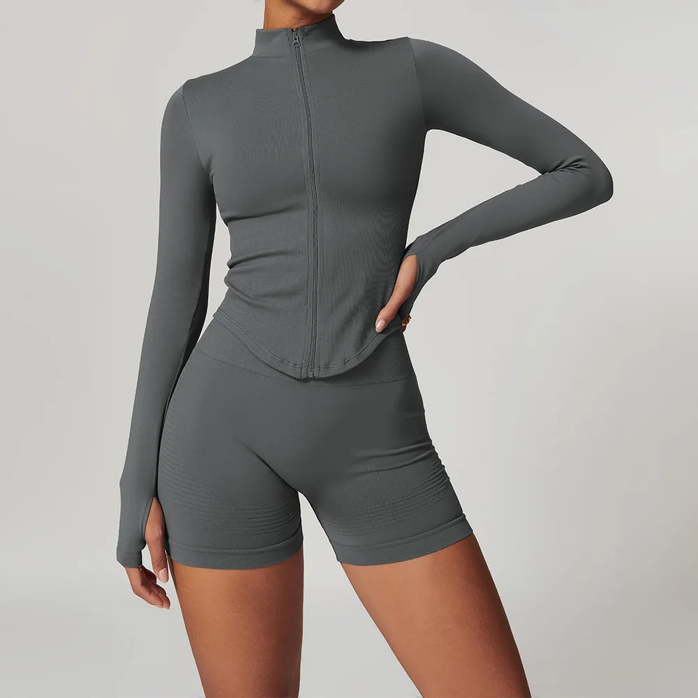 2/3/4PCS Yoga Set Gym Clothes Sportswear Seamless Yoga Suits For Women Fitness Long Sleeved Tracksuits Sports Bra Gym Leggings - ATFH