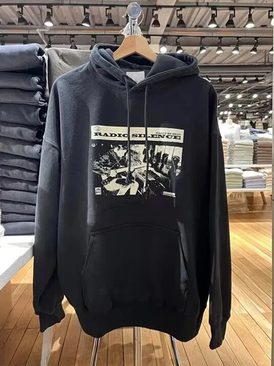 Autumn Letter Print Loose Drawstring Hoodies Women New Casual Pocket Streetwear Cotton Pullover Top Sweet Cute Sweatshirts OOTDS - ATFH