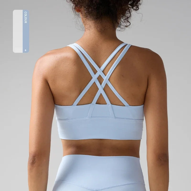 Solid Color soft high strength Women Fitness Bra Tight Sport Top Comprehensive Training Gym Yoga Underwear Tight With Chest Pad - ATFH