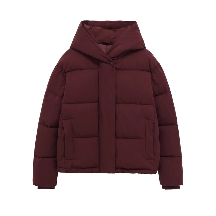 ETJ 2025 women's winter new short hooded waterproof and windproof thick jacket fashion quilted warm jacket ATFH