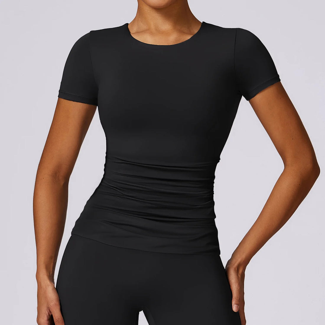 Skin Friendly Soft Shirts Breathable Quick Dry Yoga Top Running T-shirt Short Sleeve Skinny Elastic Fitness Tee Women Sports Top - ATFH