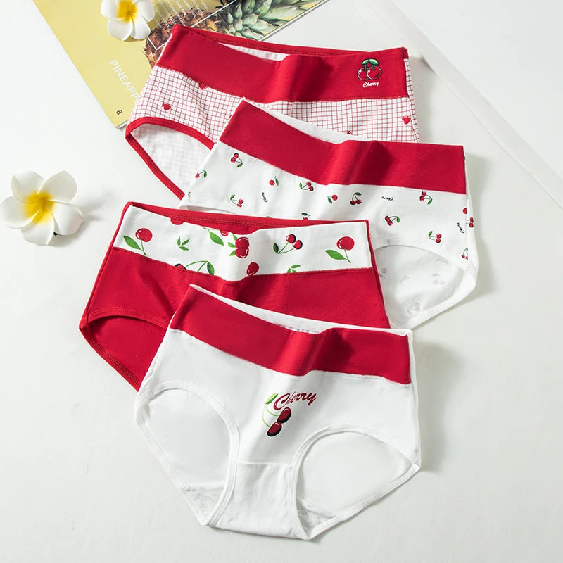 4Pcs Cotton Women Panties High Waist Body Shaper Underwear Print Ladies Briefs Plus Size Sexy Panty Breathable Female Lingerie