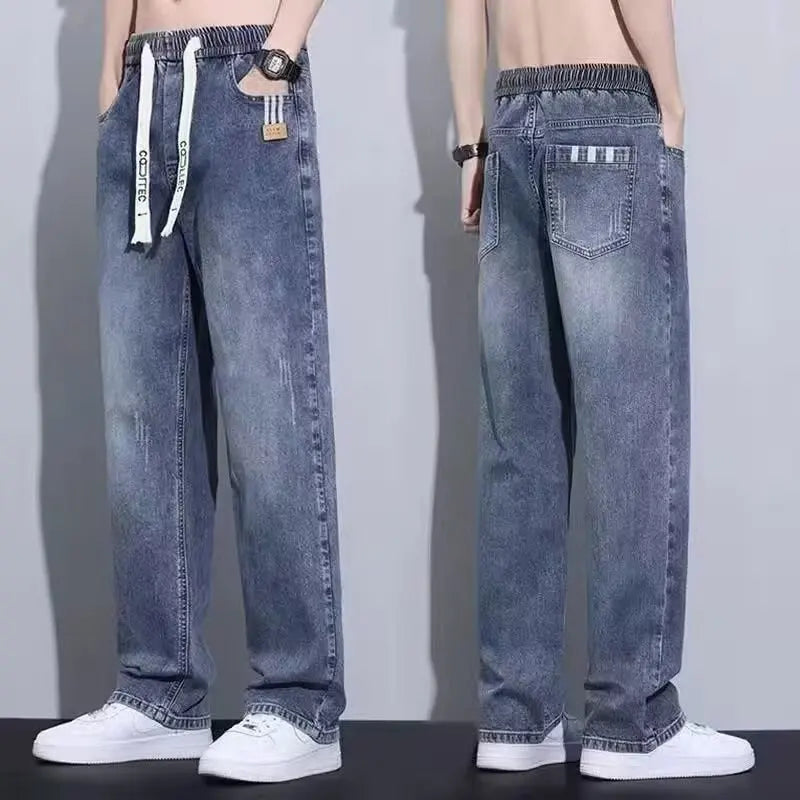 Men's Loose Fit Straight Leg Wide Leg Pants New Spring/Summer Casual American Trendy Brand Boys' Casual Jeans ATFH
