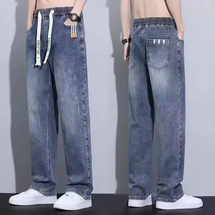 Men's Loose Fit Straight Leg Wide Leg Pants New Spring/Summer Casual American Trendy Brand Boys' Casual Jeans ATFH