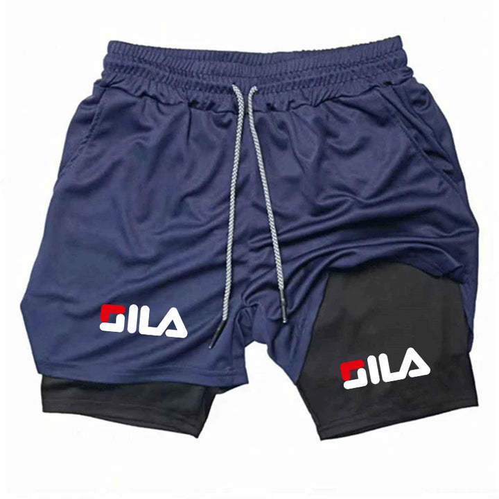 Men's hot selling 2-in-1 double-layer shorts, quick drying gym running training compression sports breathable shorts