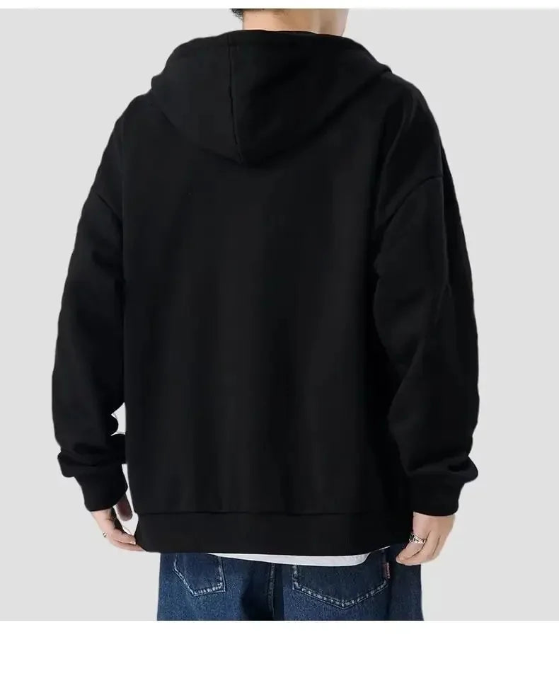 Men's zipper hooded pullover hoodie sweatshirt street rock long-sleeved loose jacket coat casual hooded sports shirt 20th centur - ATFH