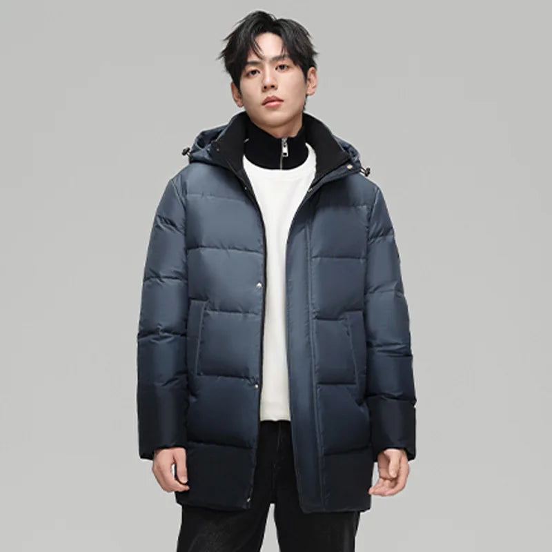 Men's Winter Down Jacket Coats Parka Clothes Warm Hooded Puffer Jacket Brand Luxury Padding Thick Short Padded Jacket HWY288